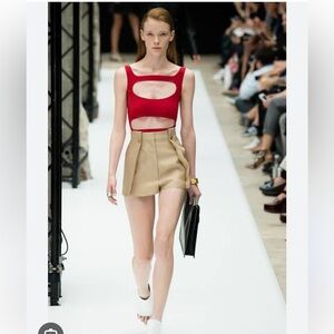 Acne Studios 2015 Runway Red Bodysuit With Cutouts Sz S